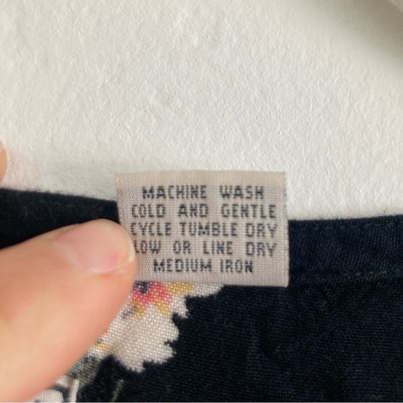 Vintage Dark Floral Maxi Shirt Dress Button Down Whimsical Bloomcore Tie Waist - Picture 11 of 12